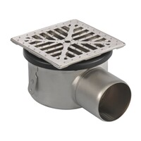 Floor drain | 200 x 200 mm | stainless steel 304 | horizontal connection | 3.70 l/s