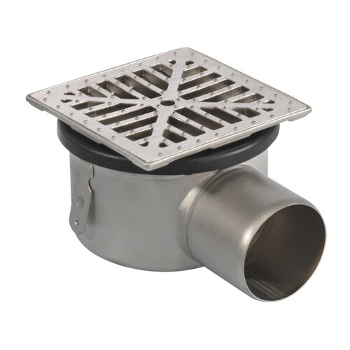  HorecaTraders Floor drain | 200 x 200 mm | stainless steel 304 | horizontal connection | 3.70 l/s 
