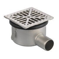 Siphon de sol | 145 x 145 mm | Acier inoxydable 304 | connexion horizontale | 1,40 l/s