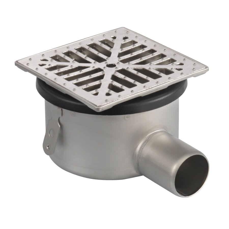 Floor drain | 145 x 145 mm | stainless steel 304 | horizontal connection | 1.40 l/s