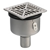 HorecaTraders Siphon de sol | 145 x 145 mm | Acier inoxydable 304 | connexion verticale | 1,40 l/s