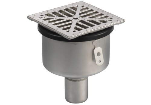  HorecaTraders Siphon de sol | 145 x 145 mm | Acier inoxydable 304 | connexion verticale | 1,40 l/s 