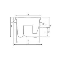 Vloerput | 200 x 200 mm | RVS 304 | horizontale aansluiting  | 1,60 l/s