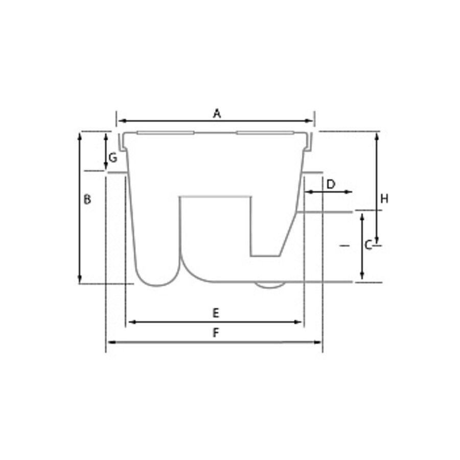 Floor well | 200x200mm | stainless steel 304 | horizontal connection | 1.60 l/s