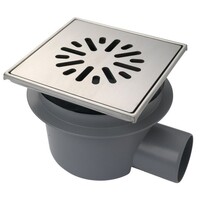 Floor drain | 200 x 200 mm | stainless steel 304 | horizontal connection | 1.30 l/s