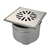 Vloerput | 200 x 200 mm | RVS 304 | verticale aansluiting | 1,60 l/s