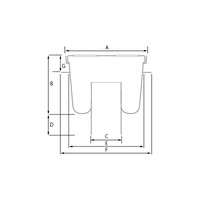 Vloerput | 200  x 200 mm | RVS 304 | verticale aansluiting  | 1,60 l/s