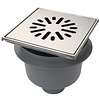 HorecaTraders Floor drain | 200 x 200 mm | stainless steel 304 | vertical connection | 1.60 l/s