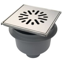 Bodenablauf | 200 x 200 mm | Edelstahl 304 | vertikale Verbindung | 1,60 l/s