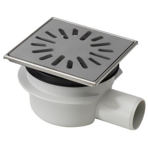  HorecaTraders Floor drain | 150 x 150 mm | stainless steel 304 | horizontal connection | 0.70 l/s 