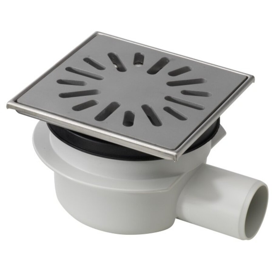 Floor drain | 150 x 150 mm | stainless steel 304 | horizontal connection | 0.70 l/s