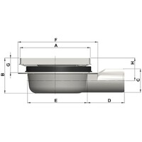 Bodenablauf | 150 x 150 mm | Edelstahl 304 | horizontale Verbindung | 0,70 l/s