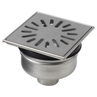 Bodenablauf | 150 x 150 mm | Edelstahl 304 | vertikale Verbindung | 1,00 l/s