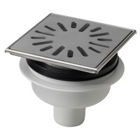 Floor drain | 150 x 150 mm | stainless steel 304 | vertical connection | 1.00 l/s