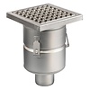 HorecaTraders Siphon de sol | 200 x 200 mm | Acier inoxydable 304 | connexion verticale | 3,70 l/s