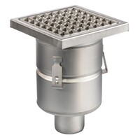 Floor drain | 200 x 200 mm | stainless steel 304 | vertical connection | 3.70 l/s