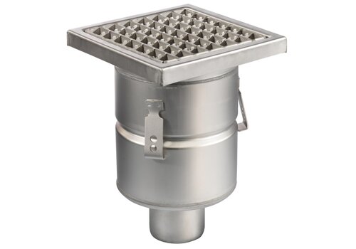  HorecaTraders Floor well | 200x200mm | stainless steel 304 | vertical connection | 3.70 l/s 