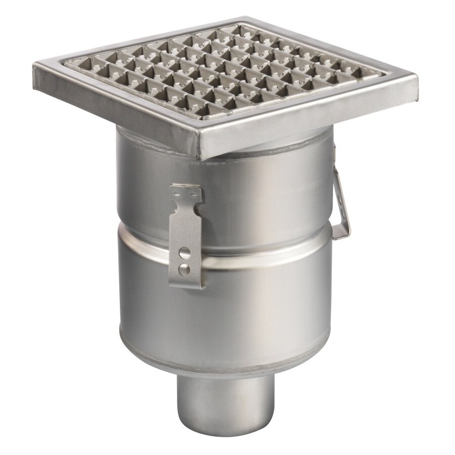 Floor drain | 200 x 200 mm | stainless steel 304 | vertical connection | 3.70 l/s
