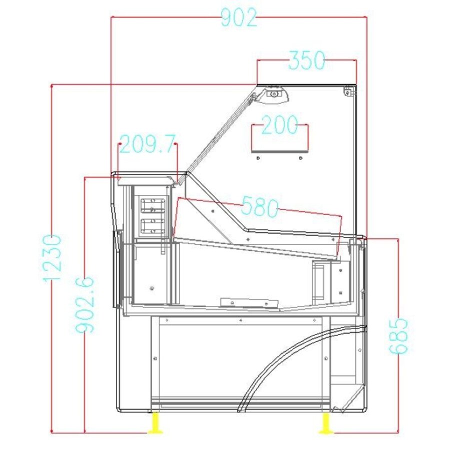 Koeltoonbank Snackbar Series 196,5x90,2x123 cm