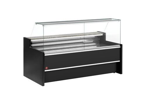  HorecaTraders Ventilated refrigerated display counter - with straight front glass 90Â° with reserve 
