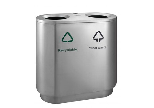  HorecaTraders Recycling afvalbak voor binnen 2x41 liter mat RVS 