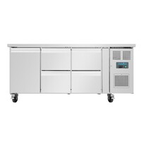 Polar U-Serie Kühlwerkbank 1 Tür 4 Schubladen 358 Liter