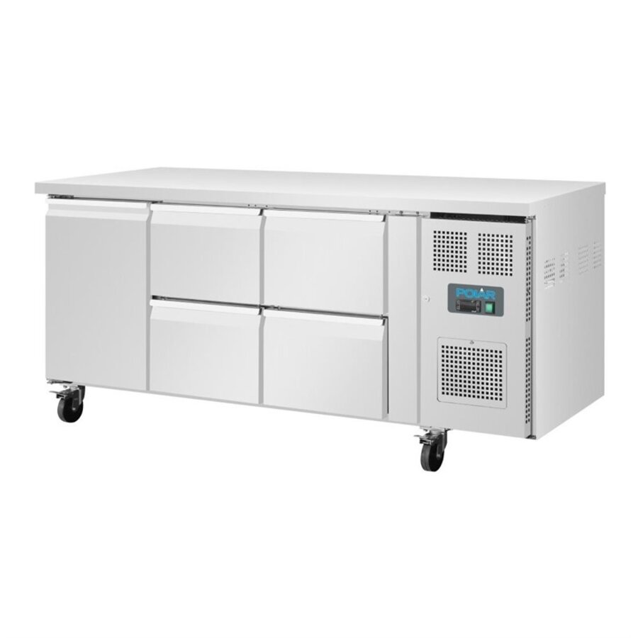 Polar U-series refrigerated workbench 1 door 4 drawers 358 liters