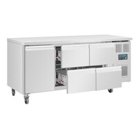 Polar U-Serie Kühlwerkbank 1 Tür 4 Schubladen 358 Liter