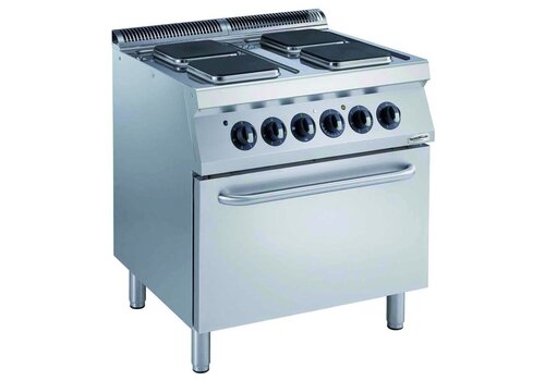  HorecaTraders Cuisinière électrique avec four Pro 700 | 4 plaques de cuisson | 400 V 