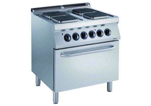  HorecaTraders Pro 700 electric stove with oven | 4 hotplates | 400V 