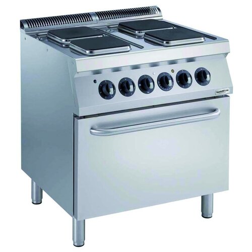  HorecaTraders Pro 700 Elektroherd mit Backofen | 4 Kochplatten | 400 V 