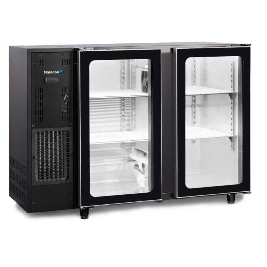 Black bottle cooler with 2 glass doors | Premium Series
