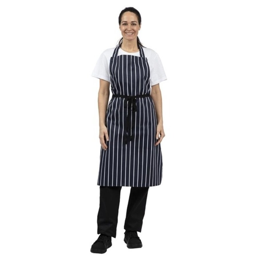 Halter apron blue-white polycotton 71.1 (w) x96.5 (l) cm