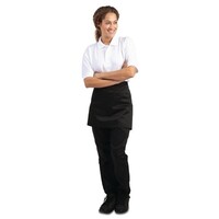 Kurze Schürze schwarz Polycotton 37,3(l)x75(b)cm