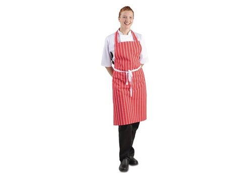  HorecaTraders Halter apron red-white striped 71.1(w)x96.5(l)cm 