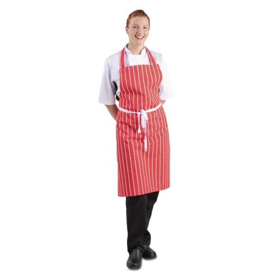 Halter apron red and white striped 71.1(w)x96.5(l)cm