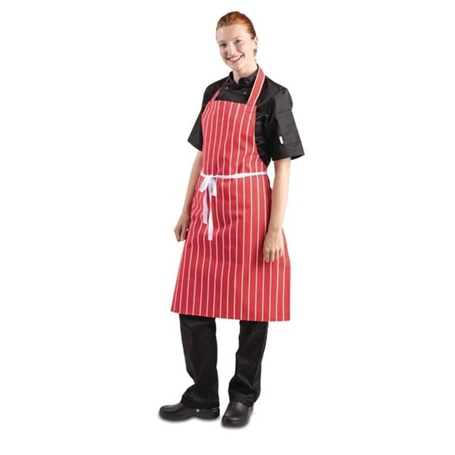 Halter apron red-white striped 71.1(w)x96.5(l)cm