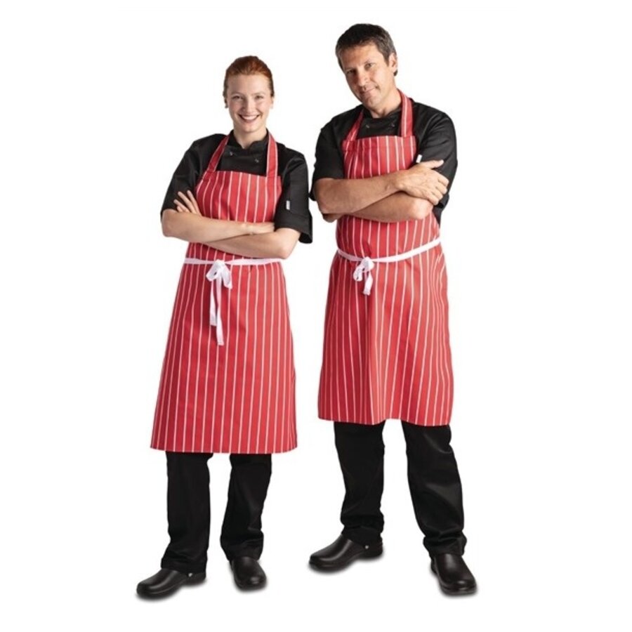 Halter apron red and white striped 71.1(w)x96.5(l)cm