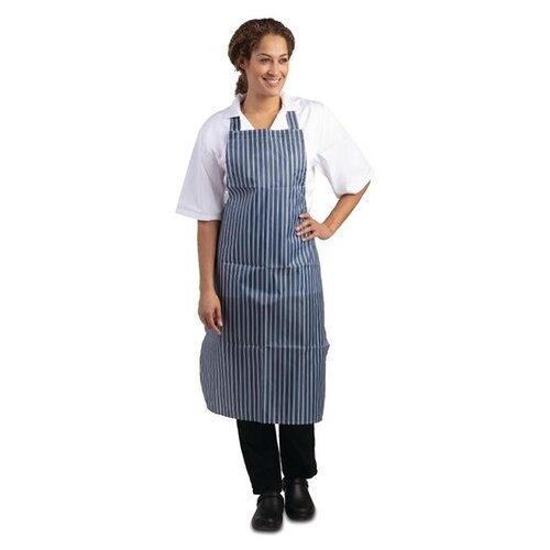  HorecaTraders Waterproof apron blue-white striped 71.1 (w) x 101.6 (l) cm 