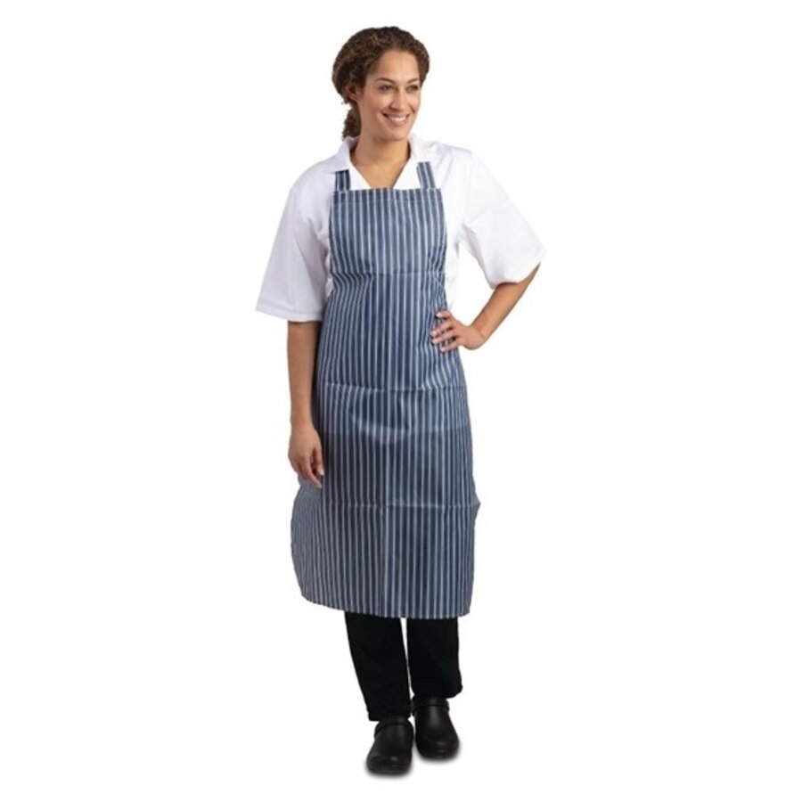 Waterproof apron blue-white striped 71.1 (w) x 101.6 (l) cm