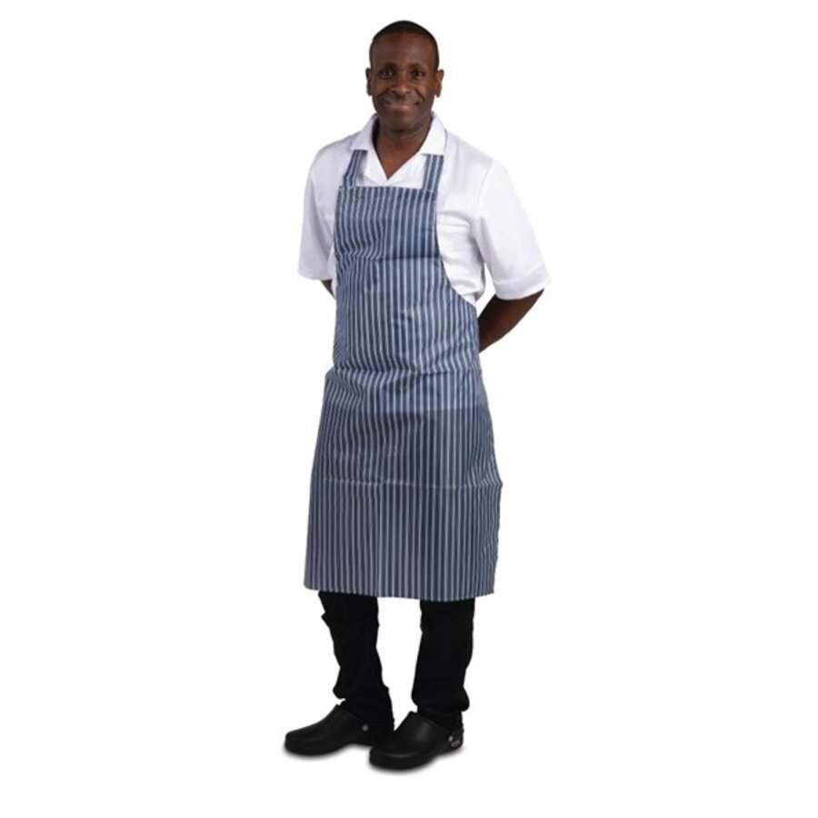 Waterproof apron blue and white striped 71.1(w)x101.6(l)cm
