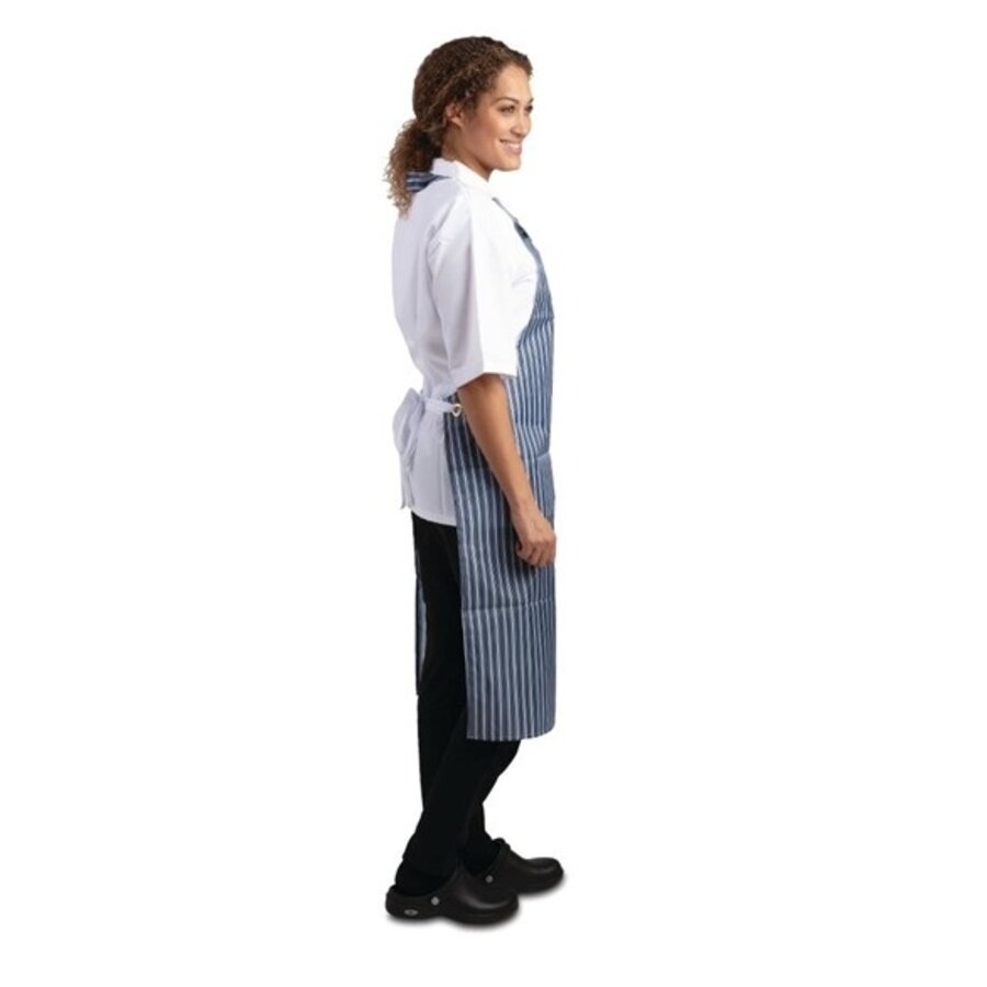 Waterproof apron blue-white striped 71.1 (w) x 101.6 (l) cm