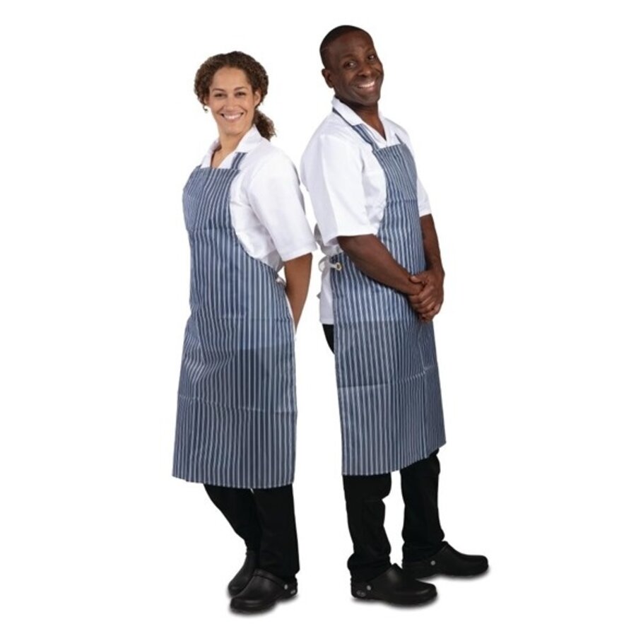 Waterproof apron blue and white striped 71.1(w)x101.6(l)cm