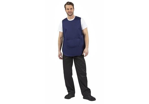  HorecaTraders Pinafore apron with pocket, navy blue 