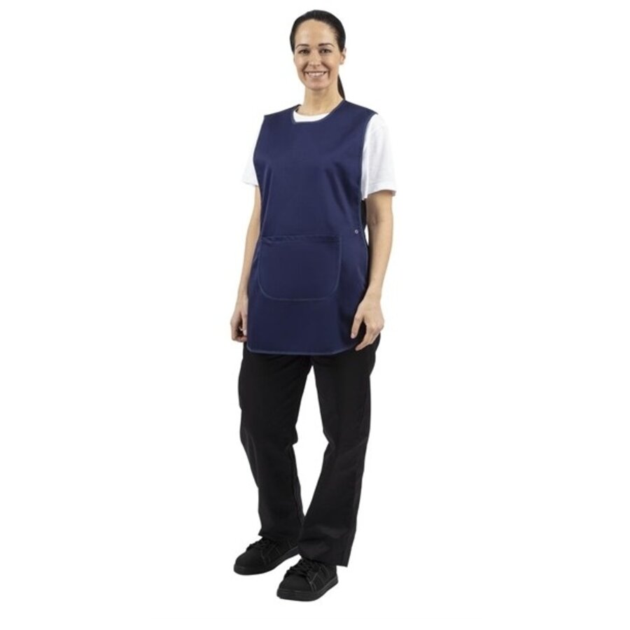 Pinafore apron with pocket, navy blue