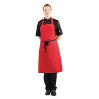 Halter apron polyester-cotton red