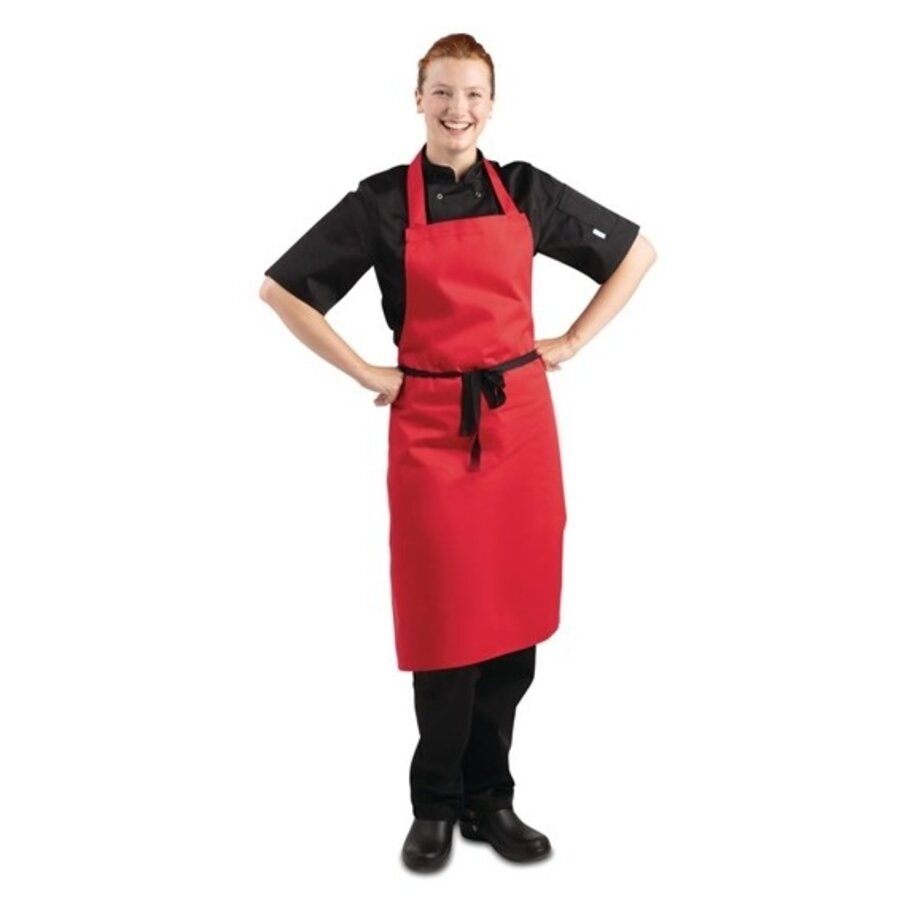 Halter apron polyester-cotton red