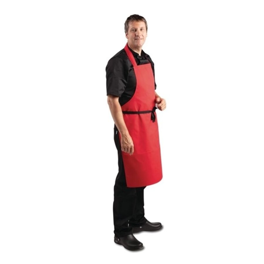 Halter apron polyester-cotton red