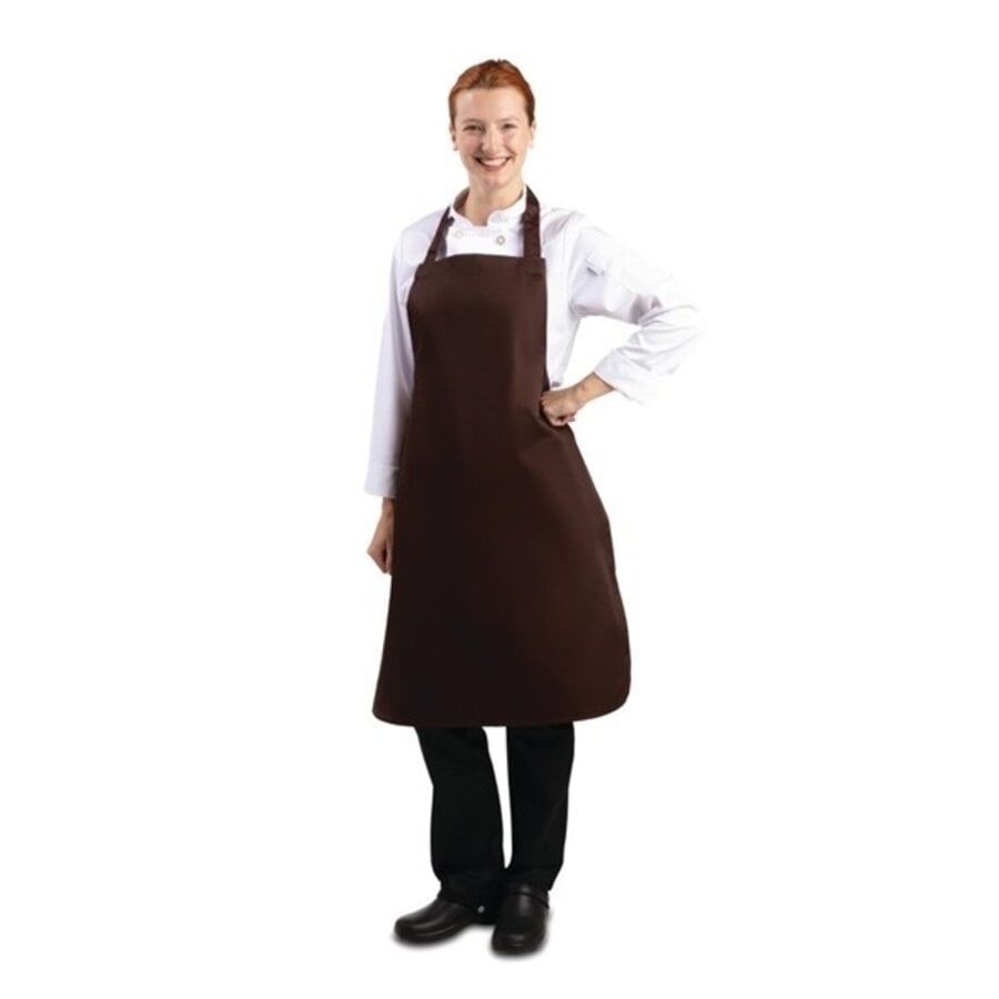 Halter apron polyester-cotton chocolate brown