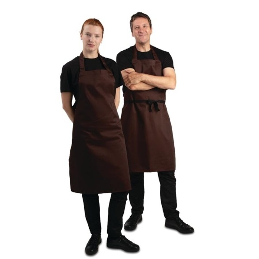 Polyester-cotton barbell apron chocolate brown
